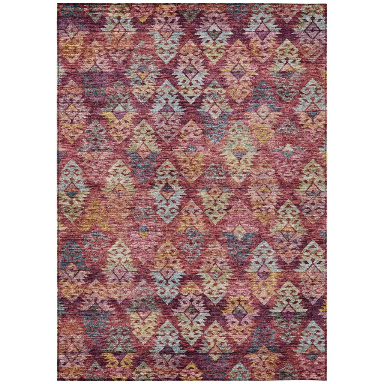 Edge Collections - 3' x 5' - Multicolor - Durable Aztec Design Indoor Outdoor Area Rug - 1 Piece